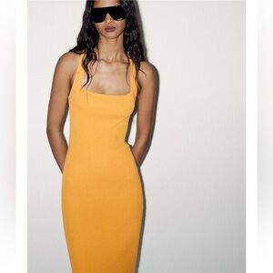 NWT ZARA🔥 Back Criss cross knit strap midi dress